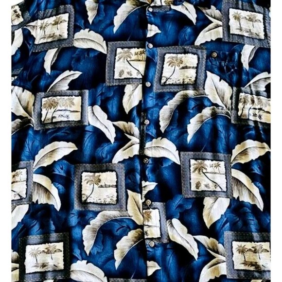 The Foundry Supply  Co Shirt Hawaiian Aloha Style 3XLT Button Front Big Men Blue - Picture 2 of 6
